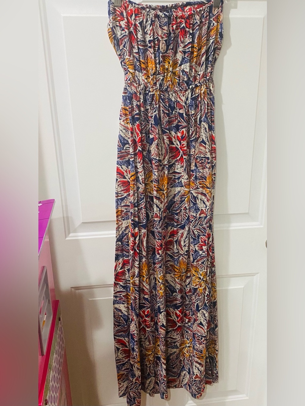 New Look strapless Floral Maxi Skirt - Navy, Red & Mustard